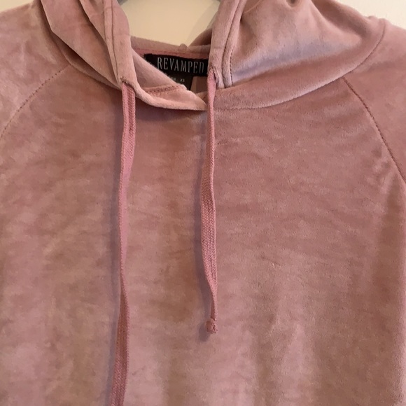 Soft velvet pink cropped sweatshirt - Picture 4 of 6